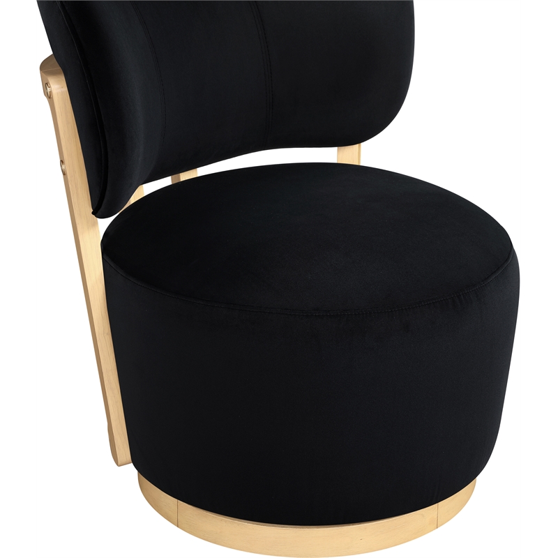Meridian Furniture Elara Black Velvet Upholstered Swivel Accent Chair