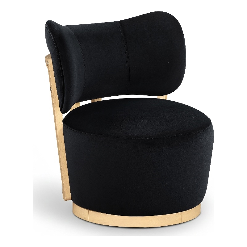 Meridian Furniture Elara Black Velvet Upholstered Swivel Accent Chair