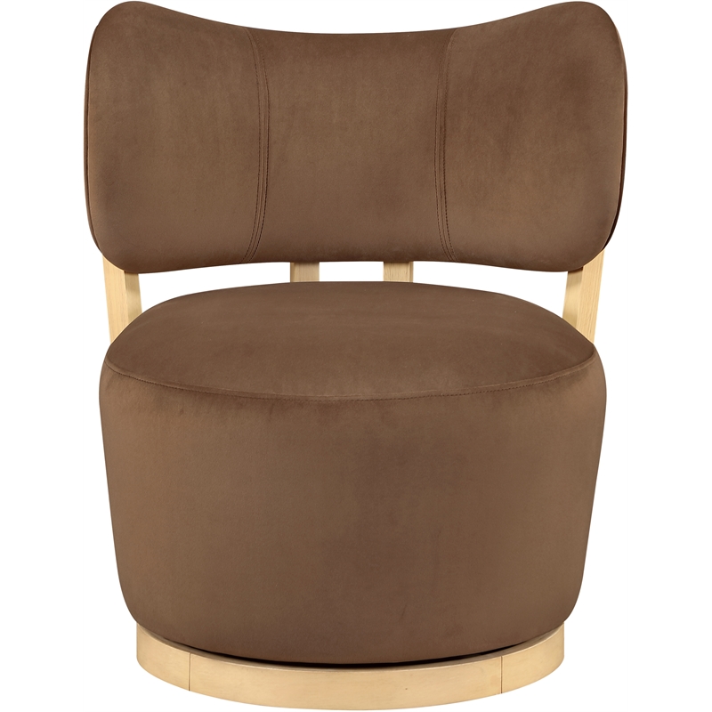 Meridian Furniture Elara Brown Velvet Upholstered Swivel Accent Chair