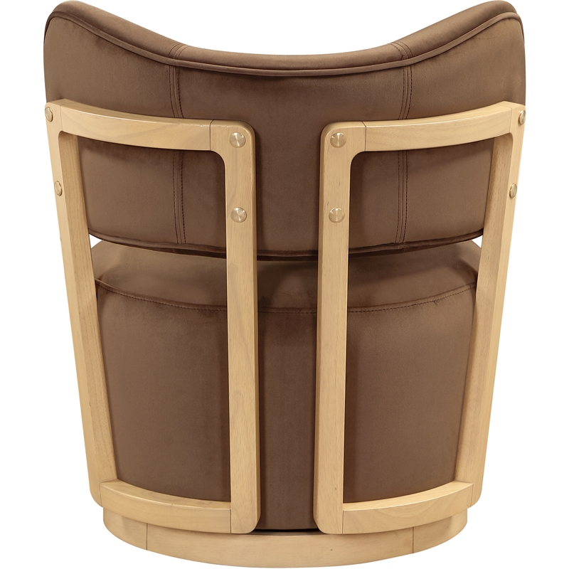 Meridian Furniture Elara Brown Velvet Upholstered Swivel Accent Chair