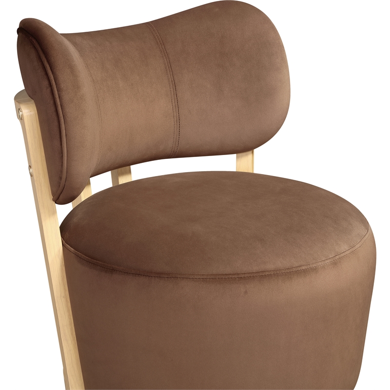 Meridian Furniture Elara Brown Velvet Upholstered Swivel Accent Chair
