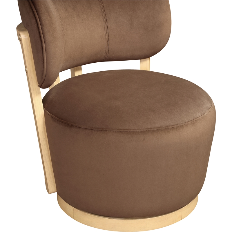 Meridian Furniture Elara Brown Velvet Upholstered Swivel Accent Chair