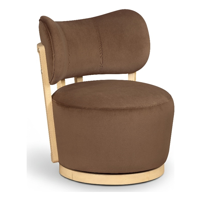Meridian Furniture Elara Brown Velvet Upholstered Swivel Accent Chair