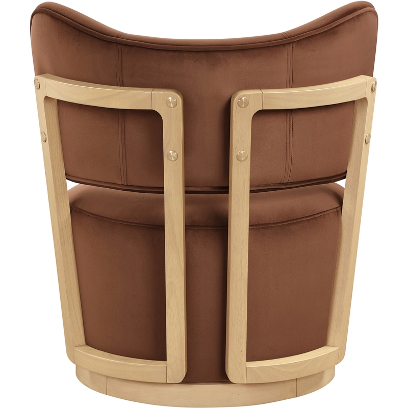 Meridian Furniture Elara Cognac Velvet Upholstered Swivel Accent Chair