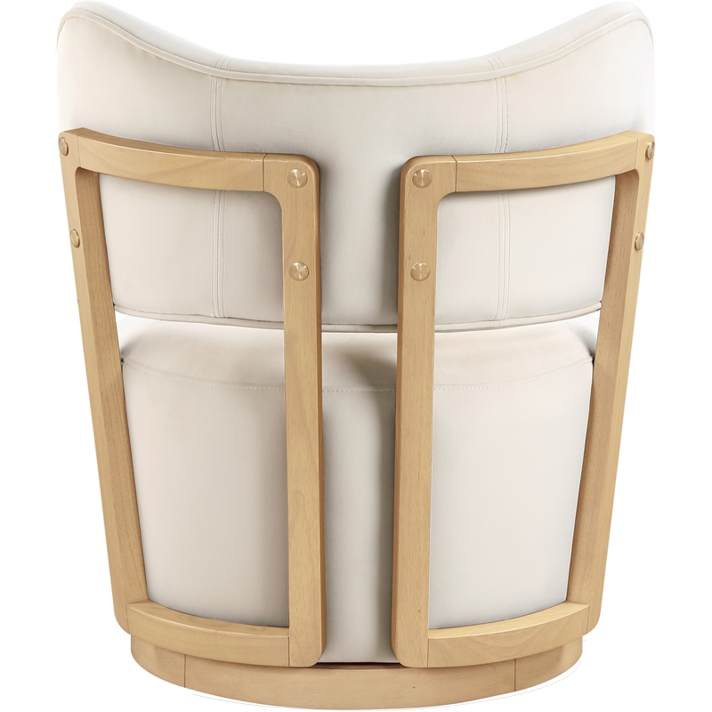 Meridian Furniture Elara Cream Velvet Upholstered Swivel Accent Chair