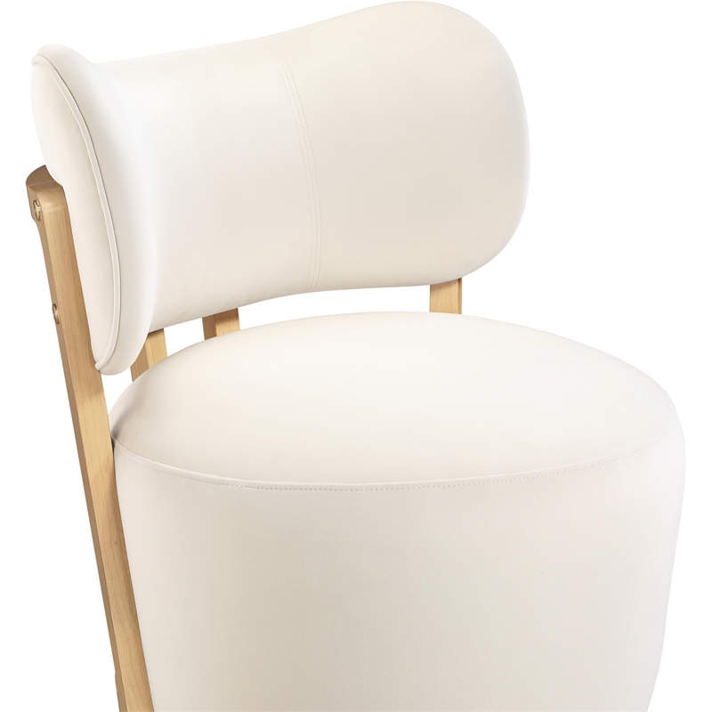 Meridian Furniture Elara Cream Velvet Upholstered Swivel Accent Chair