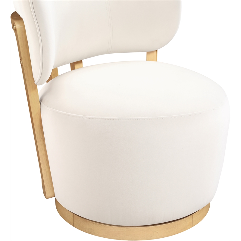 Meridian Furniture Elara Cream Velvet Upholstered Swivel Accent Chair