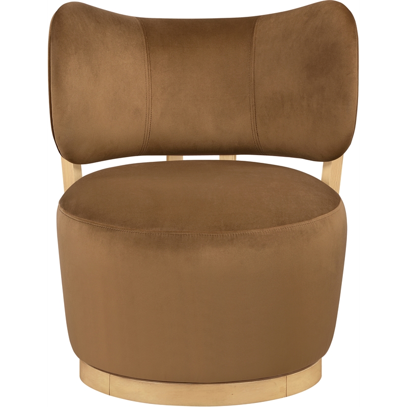 Meridian Furniture Elara Saddle Velvet Upholstered Swivel Accent Chair