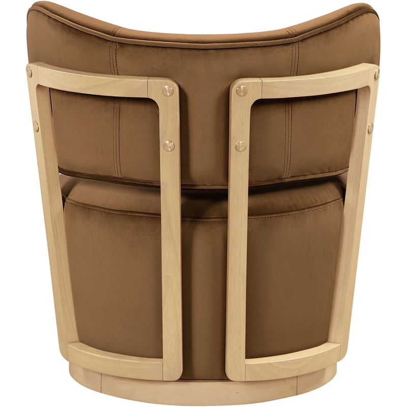 Meridian Furniture Elara Saddle Velvet Upholstered Swivel Accent Chair