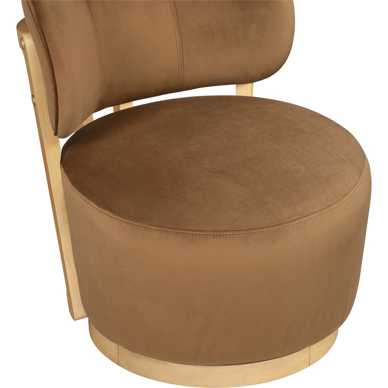 Meridian Furniture Elara Saddle Velvet Upholstered Swivel Accent Chair