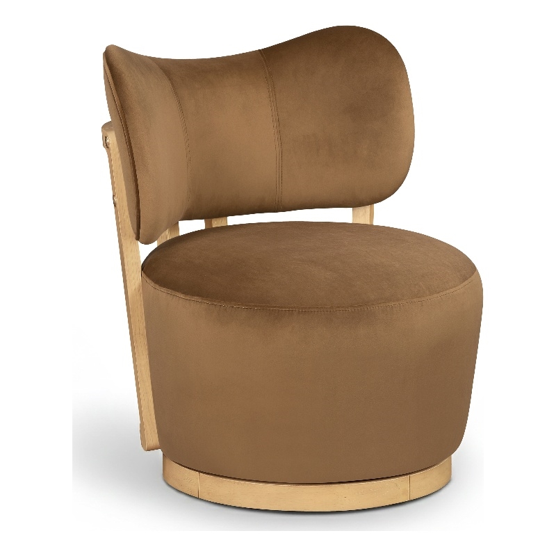 Meridian Furniture Elara Saddle Velvet Upholstered Swivel Accent Chair