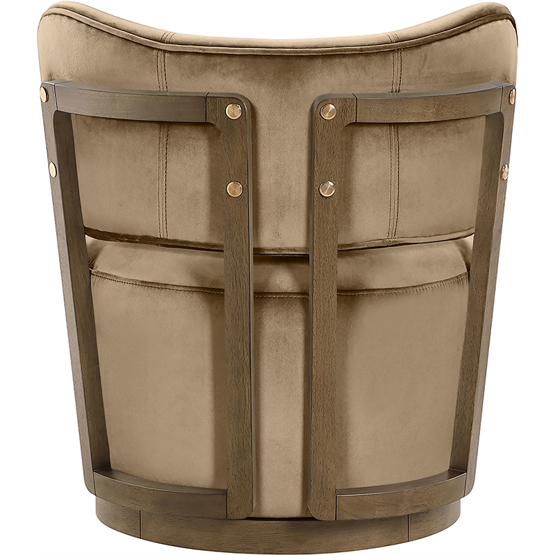 Meridian Furniture Elara Beige Velvet Upholstered Swivel Accent Chair