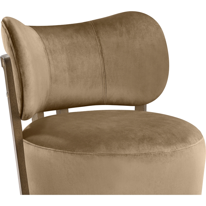 Meridian Furniture Elara Beige Velvet Upholstered Swivel Accent Chair