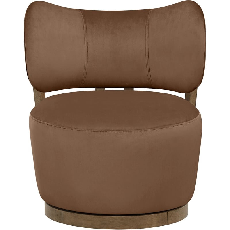Meridian Furniture Elara Brown Velvet Upholstered Swivel Accent Chair