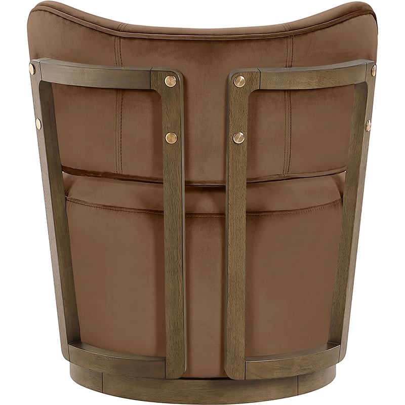 Meridian Furniture Elara Brown Velvet Upholstered Swivel Accent Chair