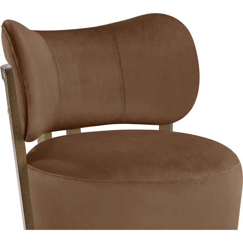 Meridian Furniture Elara Brown Velvet Upholstered Swivel Accent Chair