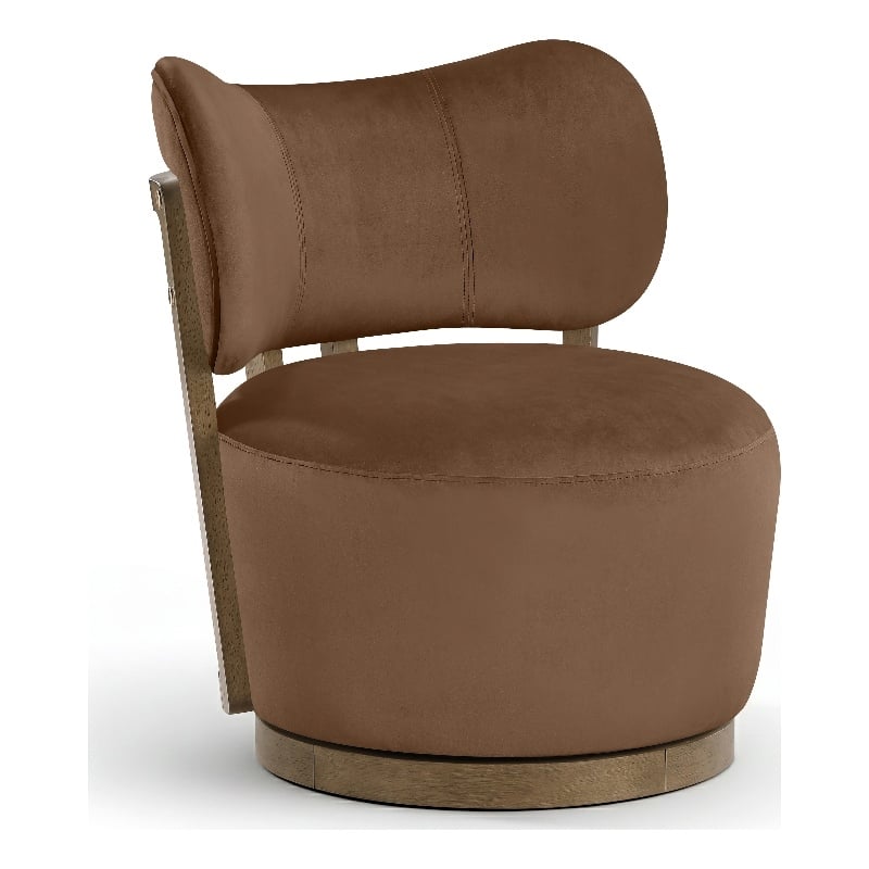 Meridian Furniture Elara Brown Velvet Upholstered Swivel Accent Chair