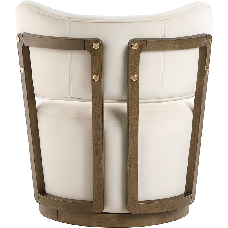 Meridian Furniture Elara Cream Velvet Upholstered Swivel Accent Chair