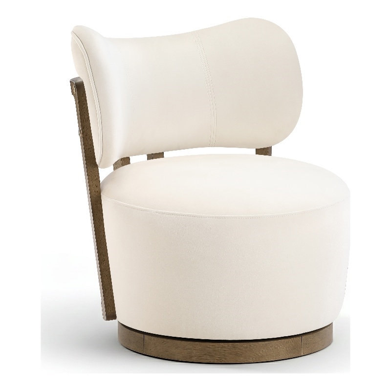 Meridian Furniture Elara Cream Velvet Upholstered Swivel Accent Chair