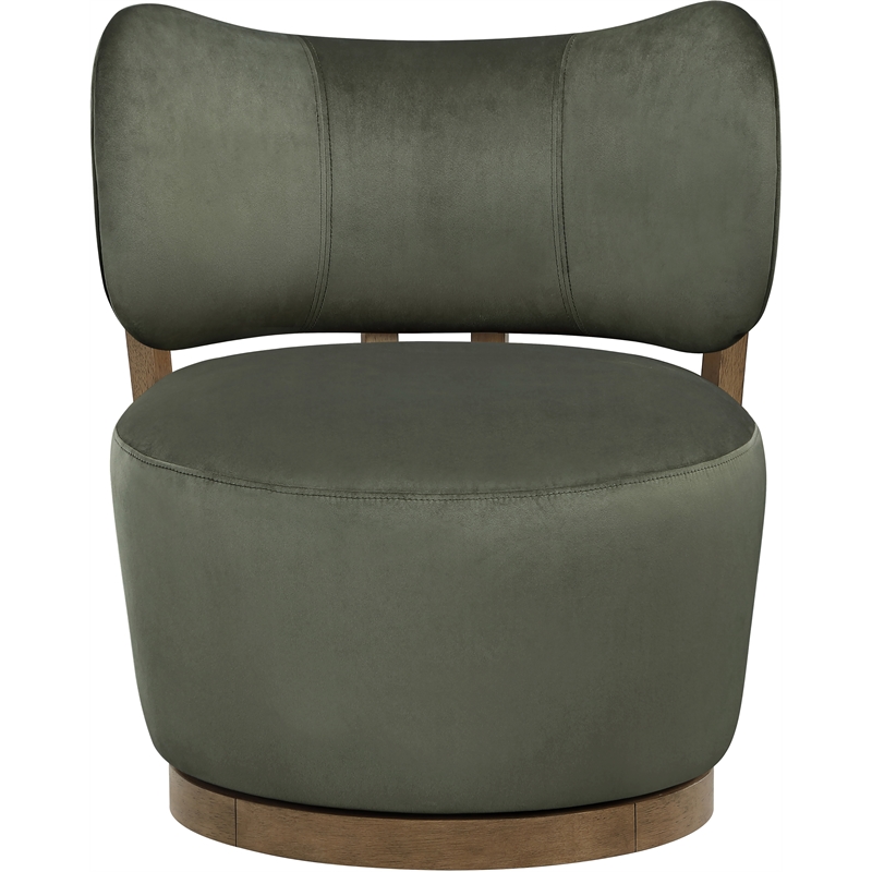 Meridian Furniture Elara Green Velvet Upholstered Swivel Accent Chair