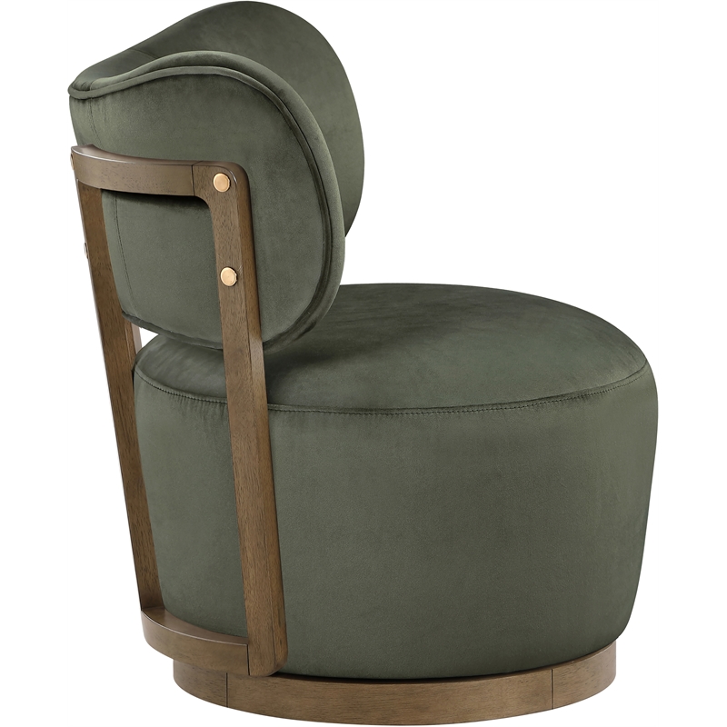 Meridian Furniture Elara Green Velvet Upholstered Swivel Accent Chair
