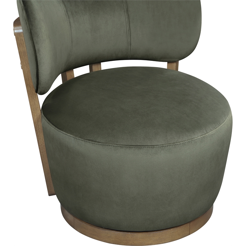Meridian Furniture Elara Green Velvet Upholstered Swivel Accent Chair
