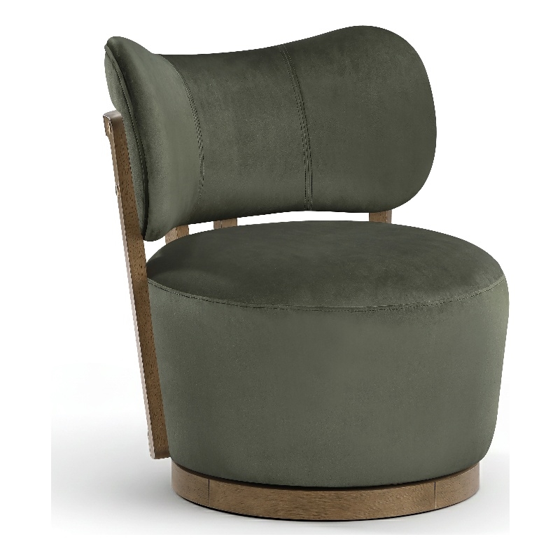 Meridian Furniture Elara Green Velvet Upholstered Swivel Accent Chair