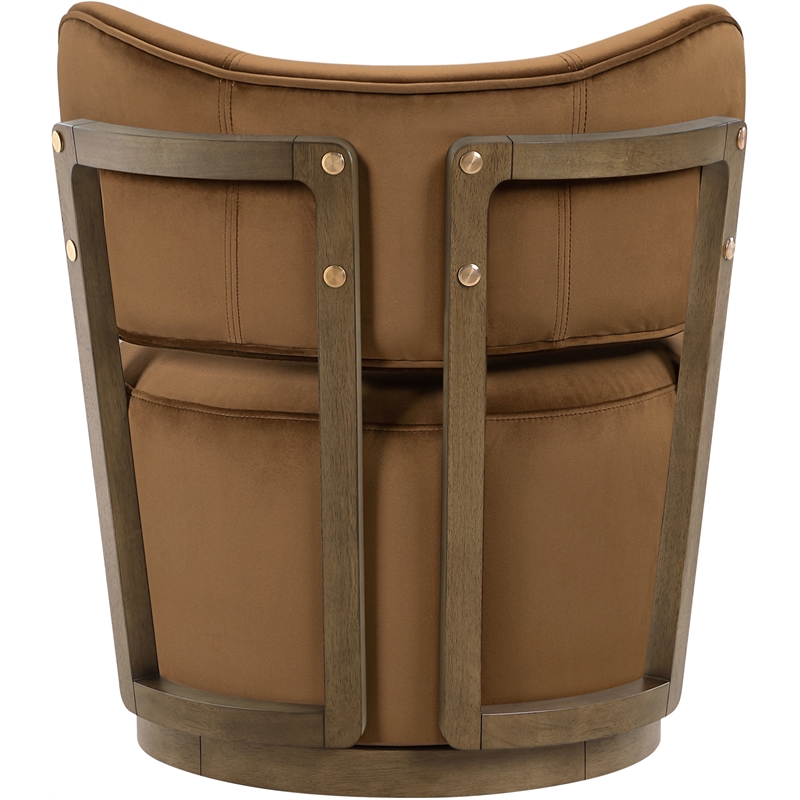 Meridian Furniture Elara Saddle Velvet Upholstered Swivel Accent Chair