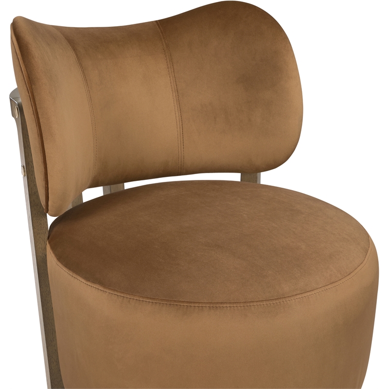 Meridian Furniture Elara Saddle Velvet Upholstered Swivel Accent Chair