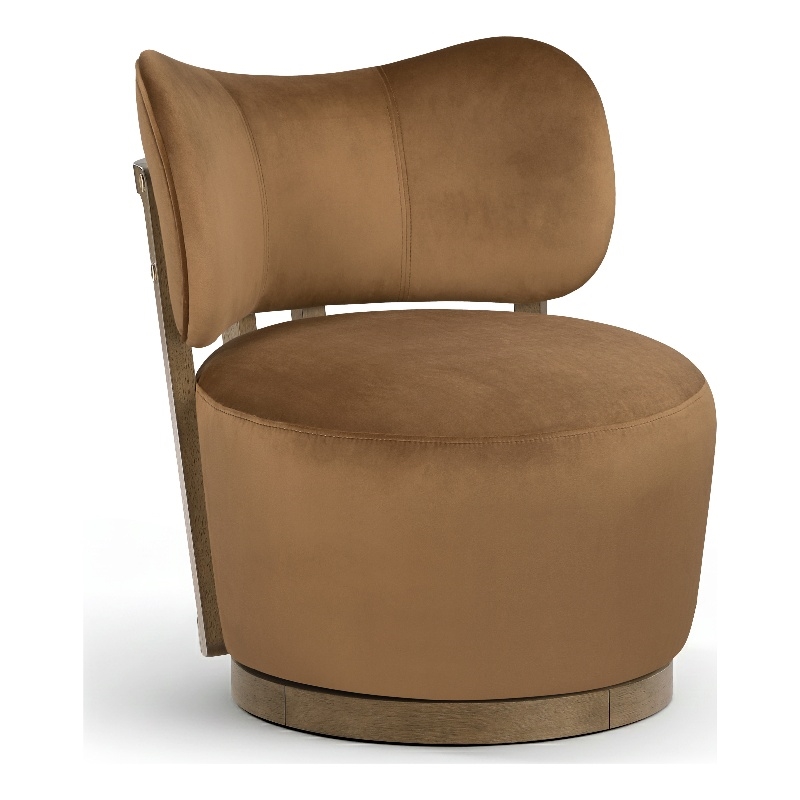 Meridian Furniture Elara Saddle Velvet Upholstered Swivel Accent Chair