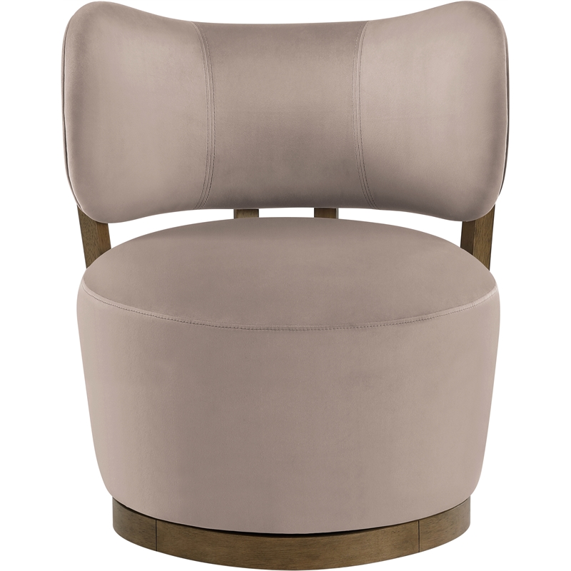 Meridian Furniture Elara Taupe Velvet Upholstered Swivel Accent Chair