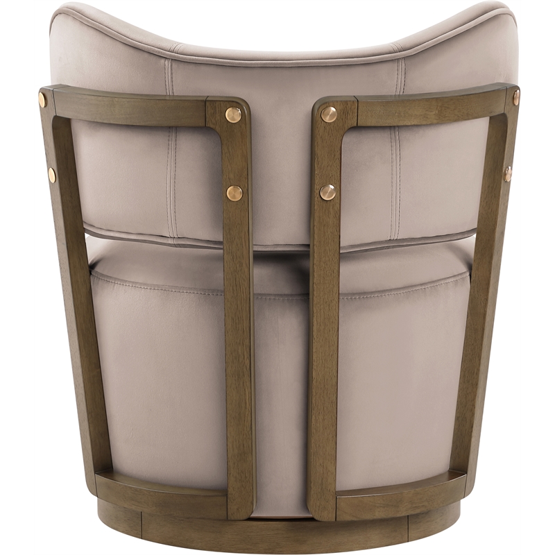 Meridian Furniture Elara Taupe Velvet Upholstered Swivel Accent Chair