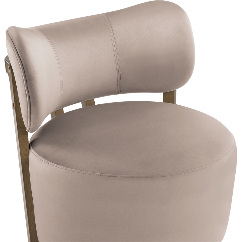 Meridian Furniture Elara Taupe Velvet Upholstered Swivel Accent Chair