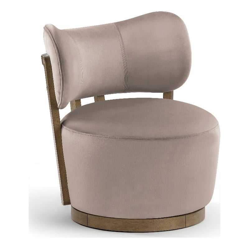 Meridian Furniture Elara Taupe Velvet Upholstered Swivel Accent Chair
