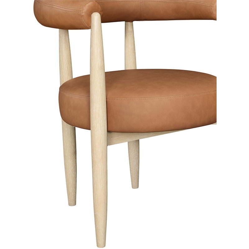 Meridian Furniture Sable Cognac Vegan Leather Dining Chair (Set of 2)