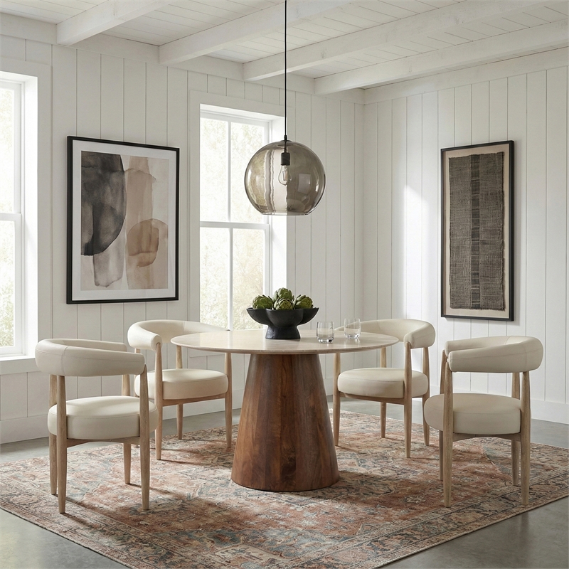 Meridian Furniture Sable Cream Vegan Leather Dining Chair (Set of 2)
