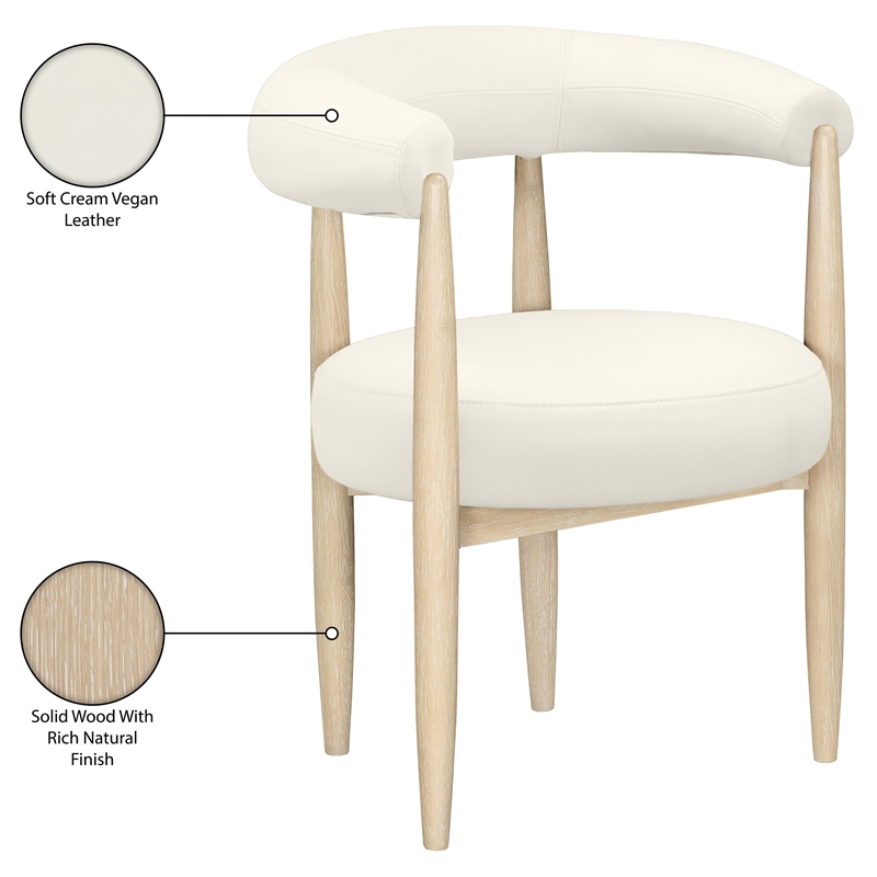 Meridian Furniture Sable Cream Vegan Leather Dining Chair (Set of 2)