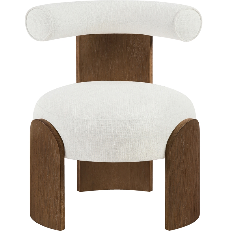 Meridian Furniture Calder Cream Linen Textured Fabric Upholstered Accent Chair