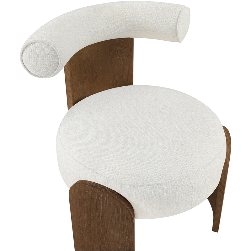 Meridian Furniture Calder Cream Linen Textured Fabric Upholstered Accent Chair