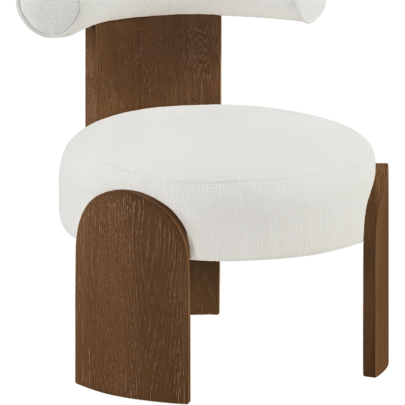 Meridian Furniture Calder Cream Linen Textured Fabric Upholstered Accent Chair