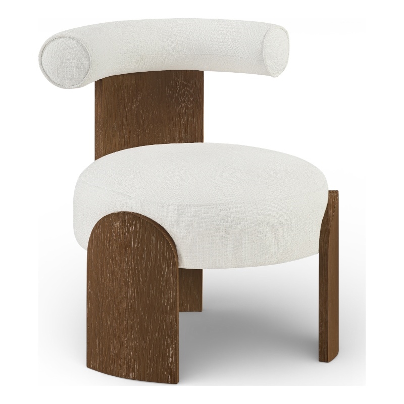 Meridian Furniture Calder Cream Linen Textured Fabric Upholstered Accent Chair