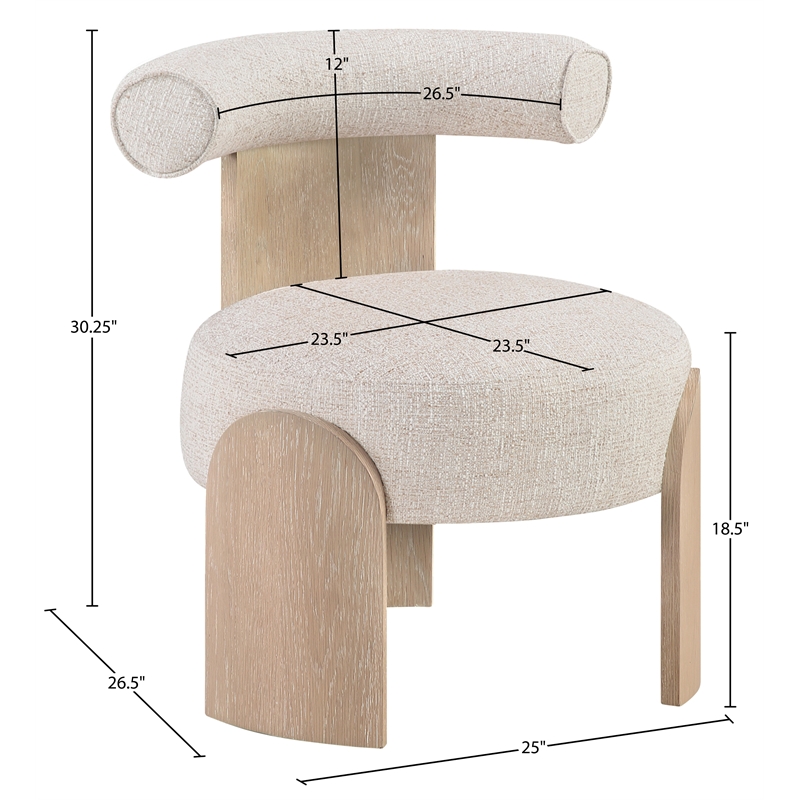 Meridian Furniture Calder Beige Linen Textured Fabric Upholstered Accent Chair