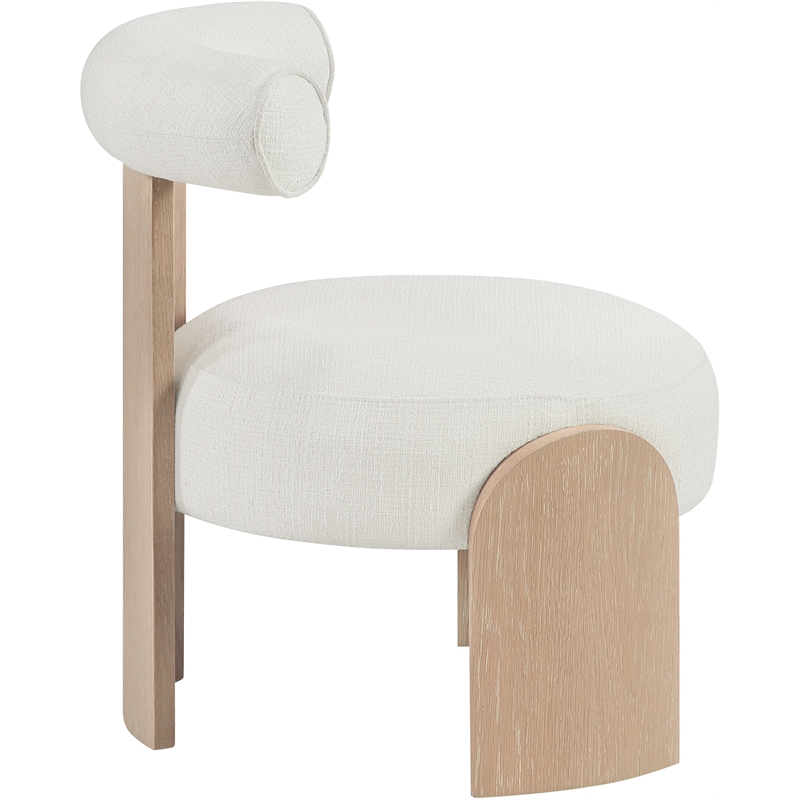 Meridian Furniture Calder Cream Linen Textured Fabric Upholstered Accent Chair