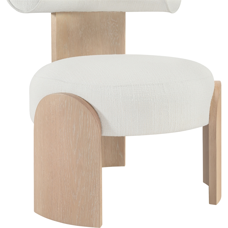 Meridian Furniture Calder Cream Linen Textured Fabric Upholstered Accent Chair