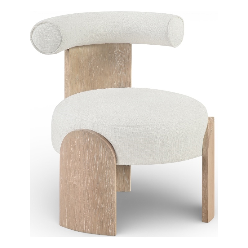 Meridian Furniture Calder Cream Linen Textured Fabric Upholstered Accent Chair