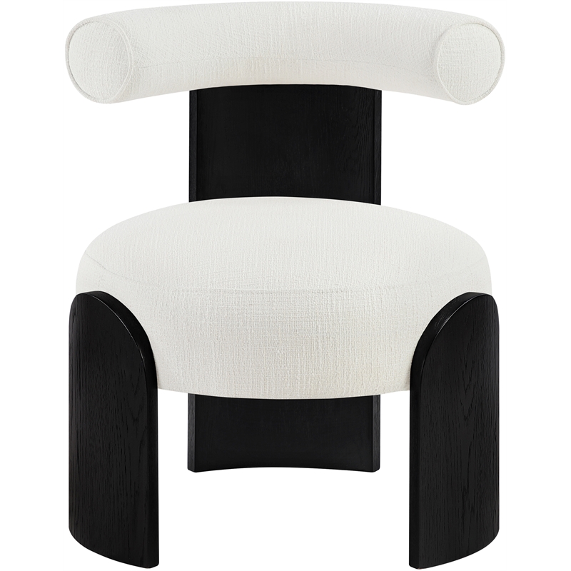 Meridian Furniture Calder Cream Linen Textured Fabric Upholstered Accent Chair