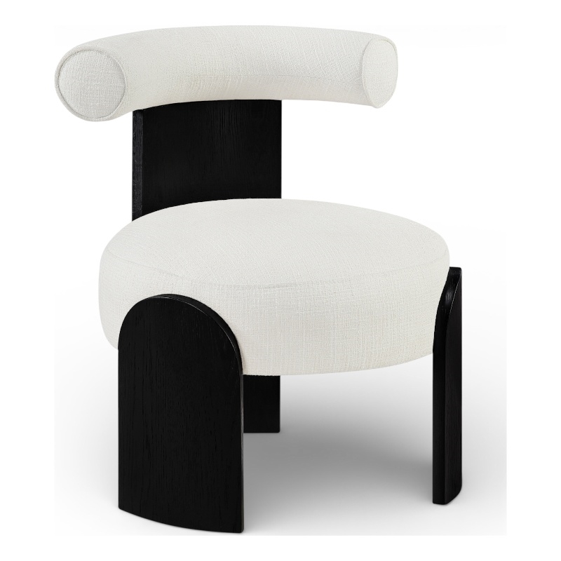 Meridian Furniture Calder Cream Linen Textured Fabric Upholstered Accent Chair