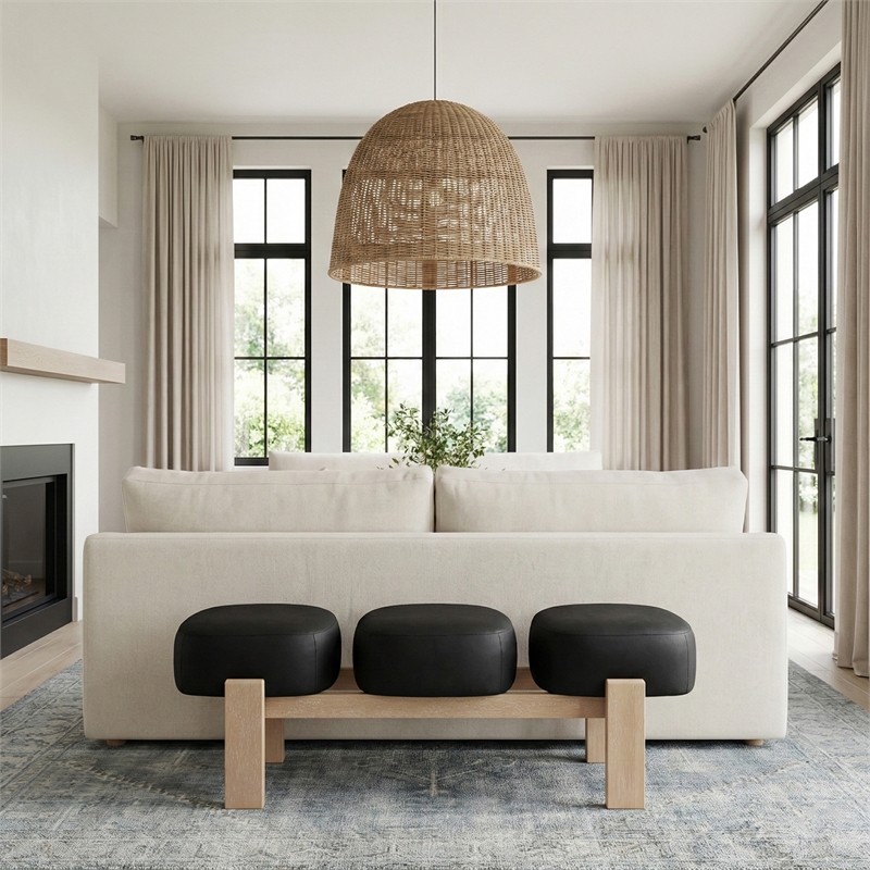 Meridian Furniture Woodcrest Black Vegan Leather Upholstered Bench