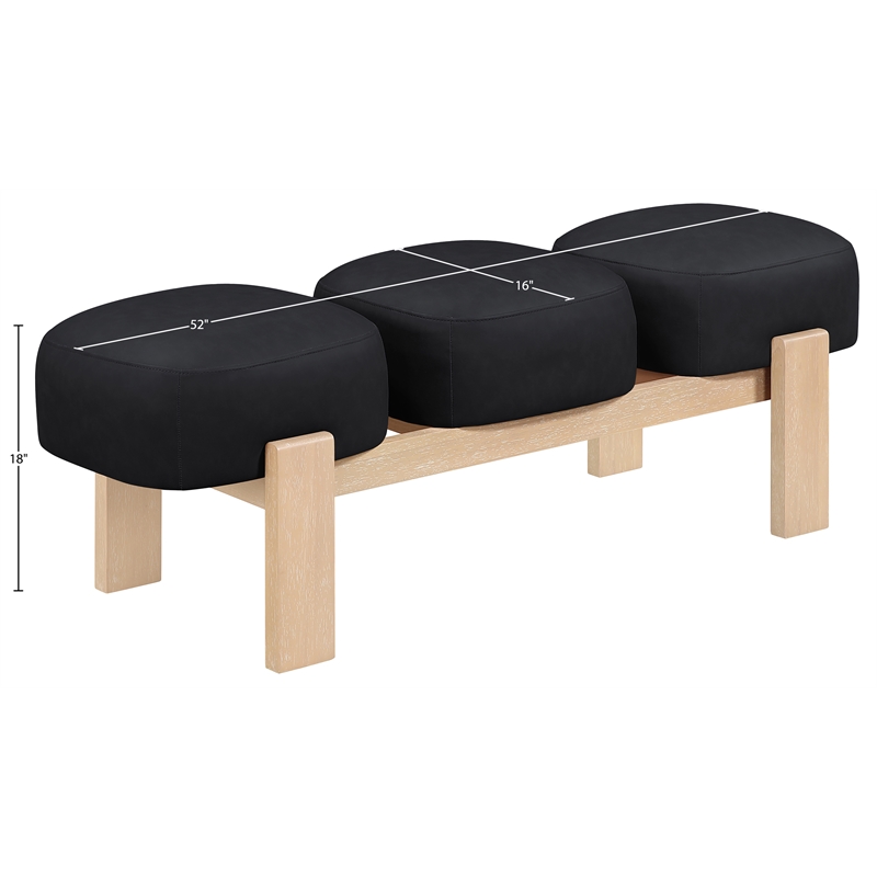 Meridian Furniture Woodcrest Black Vegan Leather Upholstered Bench