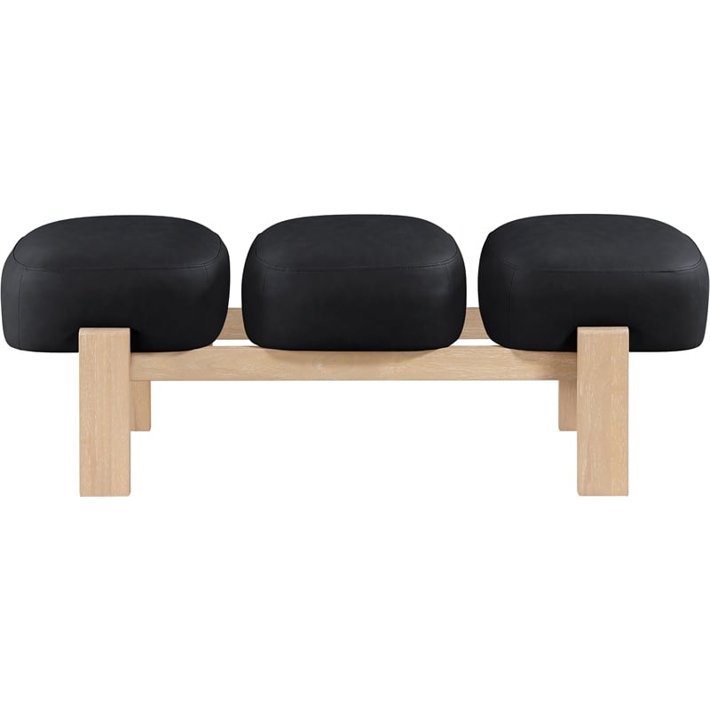 Meridian Furniture Woodcrest Black Vegan Leather Upholstered Bench